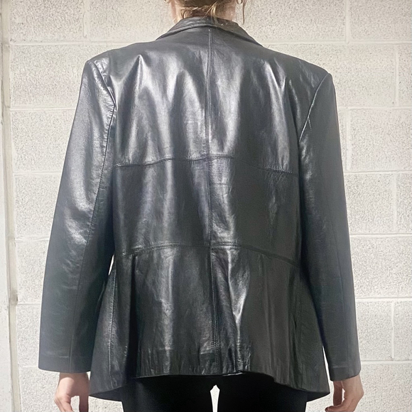 Vintage Danier Leather Black Blazer Jacket Size Medium - Picture 2 of 12